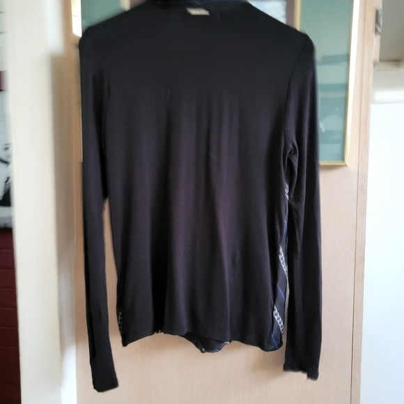 Michael Kors Black and Blue Cardigan with Draped V-Neck - Picture 6 of 6